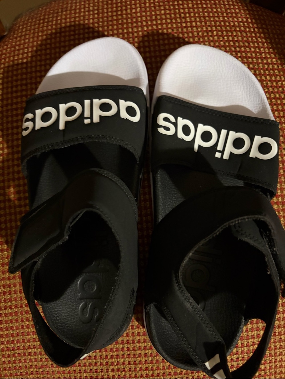 Adidas Adillette Black and White Womans Sandals size 8